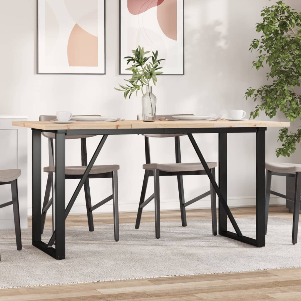Tavolo da Pranzo Telaio a O 140x80x75,5 cm Legno Pino e Acciaio | homemem39