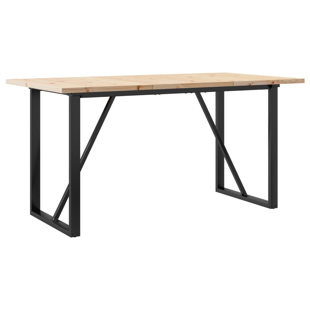 Tavolo da Pranzo Telaio a O 160x80x75,5 cm Legno Pino e Acciaio | homemem39