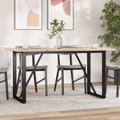 Tavolo da Pranzo Telaio a O 160x80x75,5 cm Legno Pino e Acciaio | homemem39