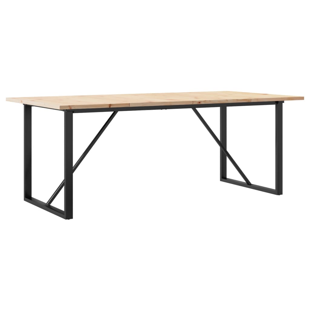Tavolo Pranzo Telaio a O 200x100x75,5 cm Legno Pino e Acciaio | homemem39