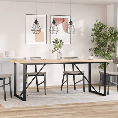 Tavolo Pranzo Telaio a O 200x100x75,5 cm Legno Pino e Acciaio | homemem39