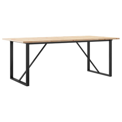 Tavolo Pranzo Telaio a O 200x100x75,5 cm Legno Pino e Acciaio | homemem39