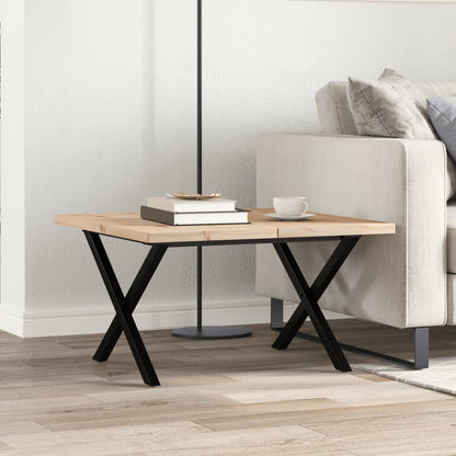 Tavolino Salotto Telaio a X 60x60x40,5 cm Legno Pino e Acciaio | homemem39
