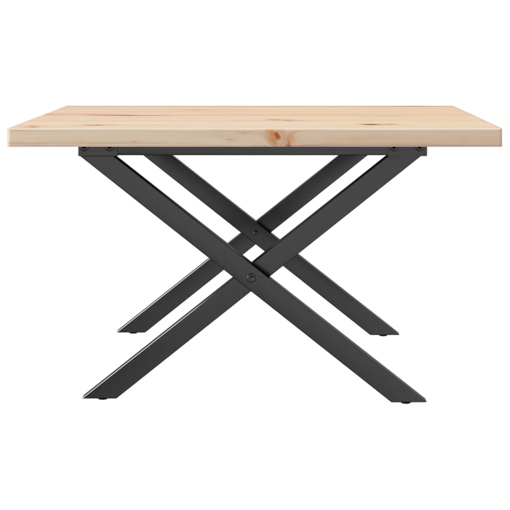 Tavolino Salotto Telaio a X 60x60x40,5 cm Legno Pino e Acciaio | homemem39