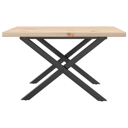 Tavolino Salotto Telaio a X 60x60x40,5 cm Legno Pino e Acciaio | homemem39