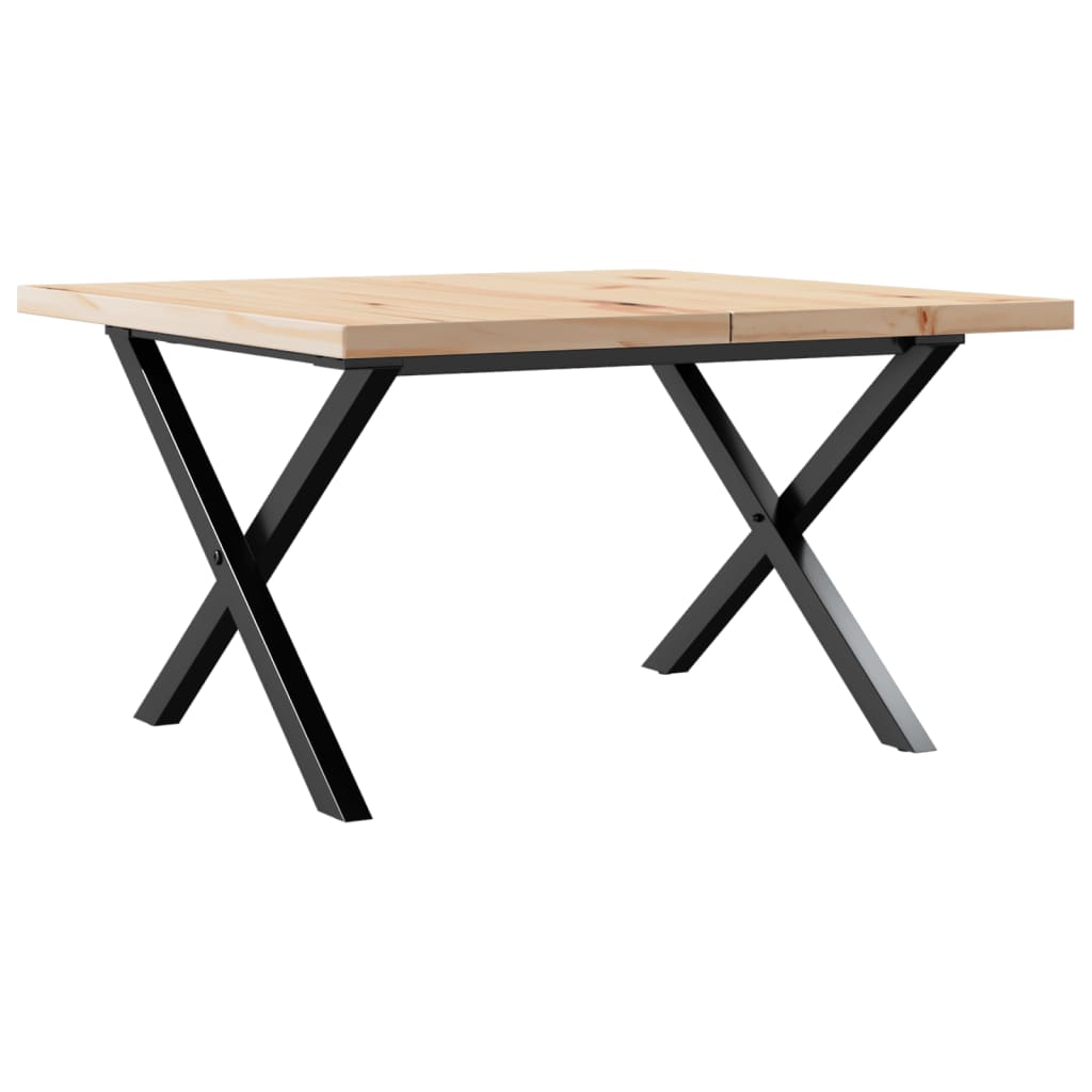 Tavolino Salotto Telaio a X 60x60x40,5 cm Legno Pino e Acciaio | homemem39