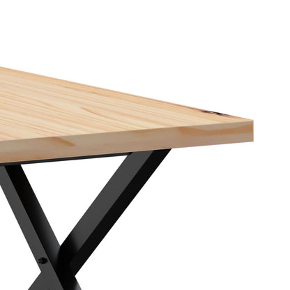 Tavolino Salotto Telaio a X 60x60x40,5 cm Legno Pino e Acciaio | homemem39