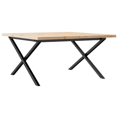 Tavolino Salotto Telaio a X 80x80x45,5cm Legno Pino e Acciaio