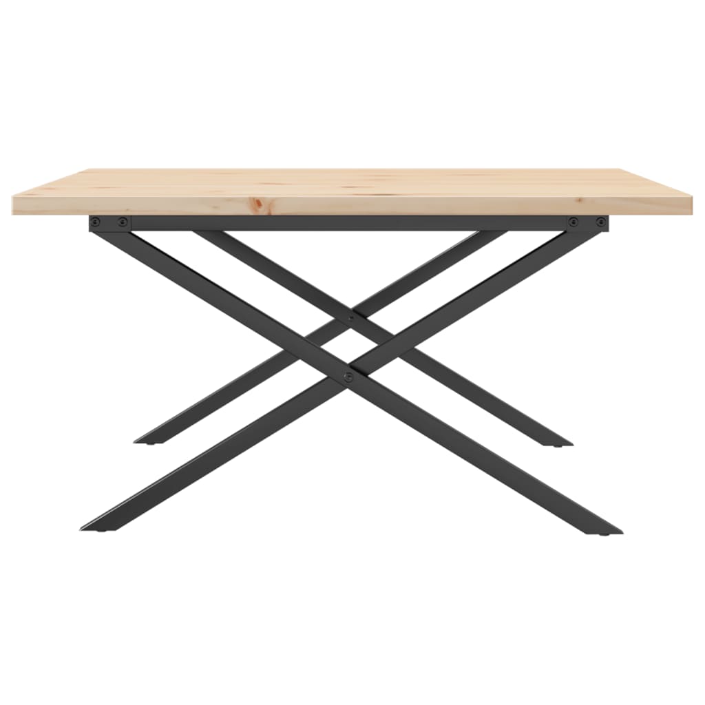 Tavolino Salotto Telaio a X 80x80x45,5cm Legno Pino e Acciaio | homemem39