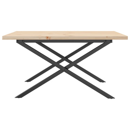 Tavolino Salotto Telaio a X 80x80x45,5cm Legno Pino e Acciaio | homemem39