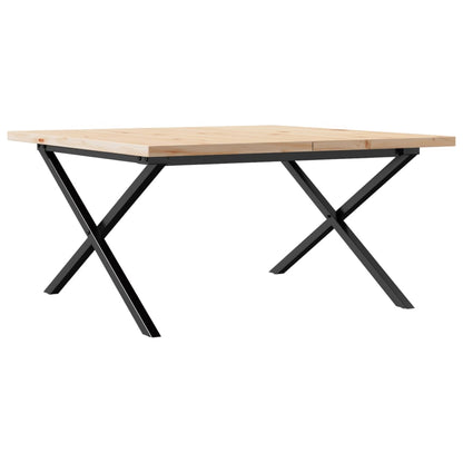 Tavolino Salotto Telaio a X 80x80x45,5cm Legno Pino e Acciaio | homemem39