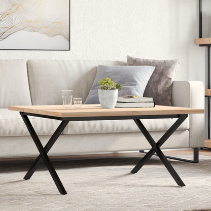 Tavolino Salotto Telaio a X 80x80x45,5cm Legno Pino e Acciaio