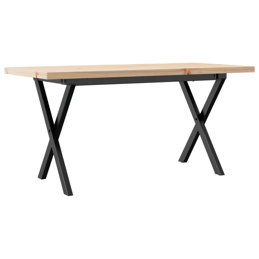 Tavolino Salotto Telaio a X 90x40x45,5 cm Legno Pino e Acciaio | homemem39