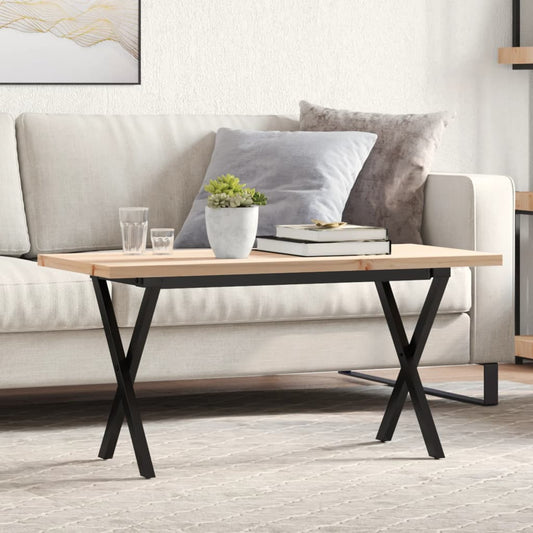 Tavolino Salotto Telaio a X 90x40x45,5 cm Legno Pino e Acciaio | homemem39