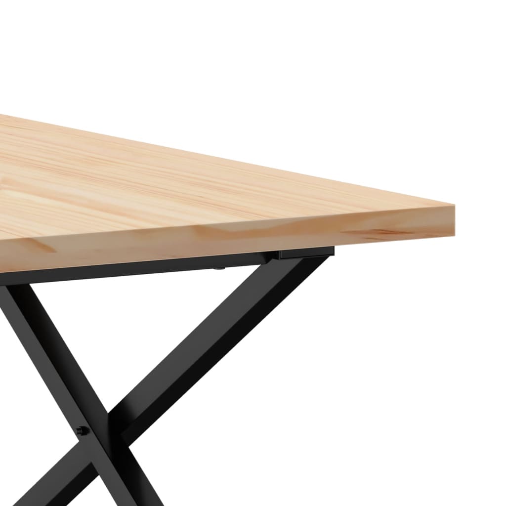Tavolino Salotto Telaio a X 90x90x45,5 cm Legno Pino e Acciaio | homemem39