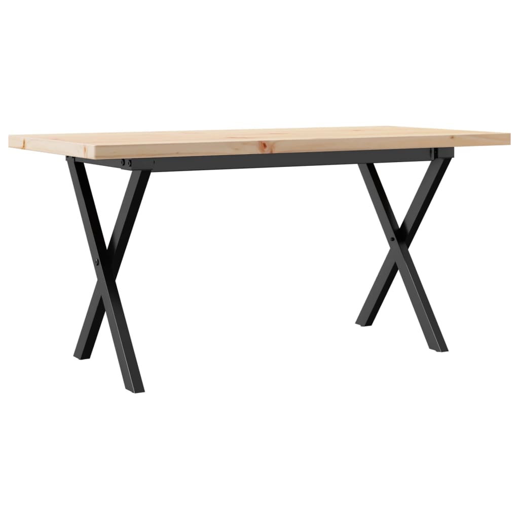 Tavolino Salotto Telaio a X 100x50x45,5 cm Legno Pino e Acciaio