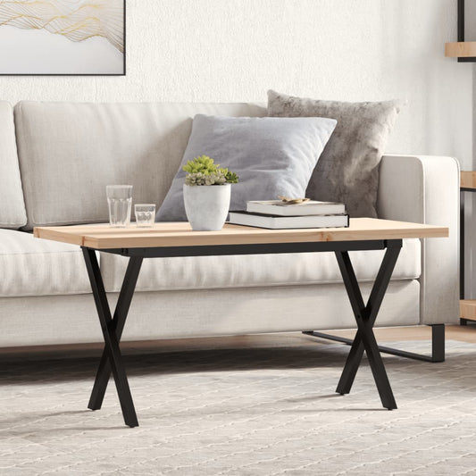 Tavolino Salotto Telaio a X 100x50x45,5 cm Legno Pino e Acciaio | homemem39