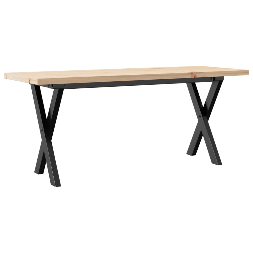 Tavolino Salotto Telaio a X 110x40x45,5 cm Legno Pino e Acciaio | homemem39