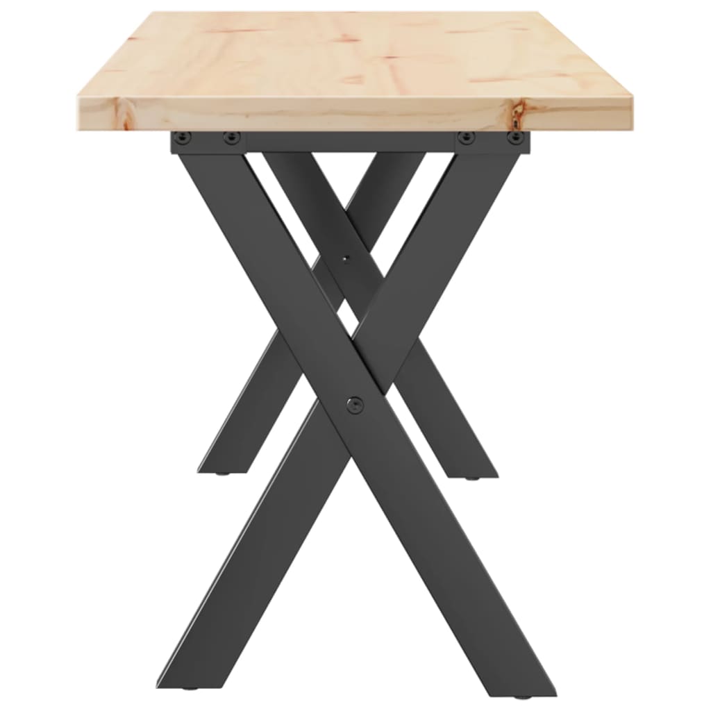 Tavolino Salotto Telaio a X 110x40x45,5 cm Legno Pino e Acciaio | homemem39
