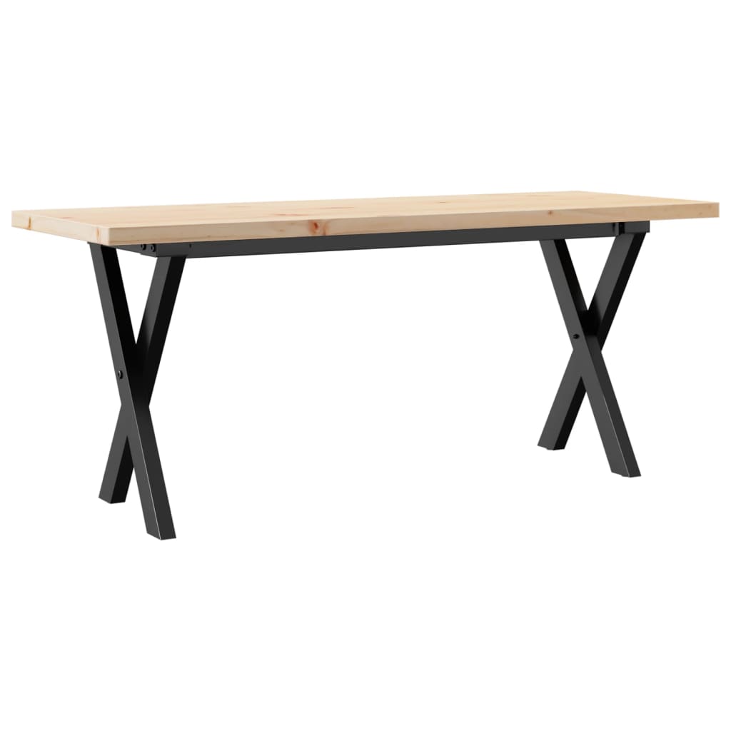 Tavolino Salotto Telaio a X 110x40x45,5 cm Legno Pino e Acciaio | homemem39