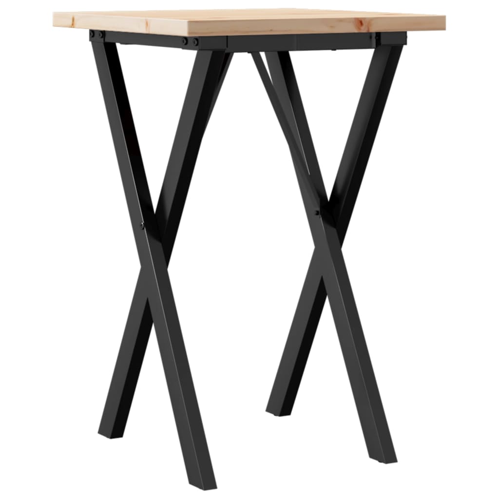 Tavolo da Pranzo Telaio a X 50x50x75,5 cm Legno Pino e Acciaio
