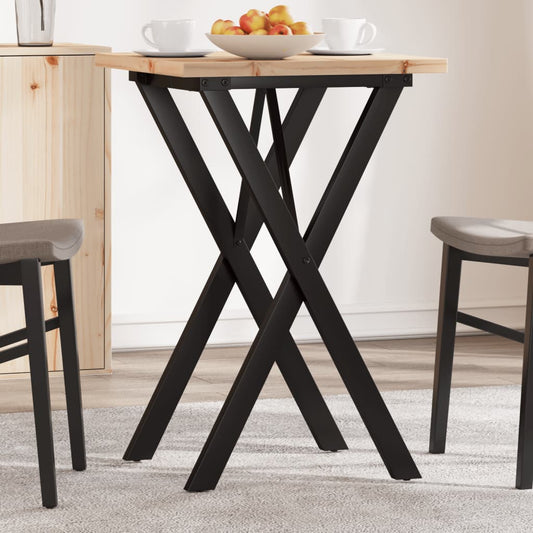 Tavolo da Pranzo Telaio a X 50x50x75,5 cm Legno Pino e Acciaio | homemem39