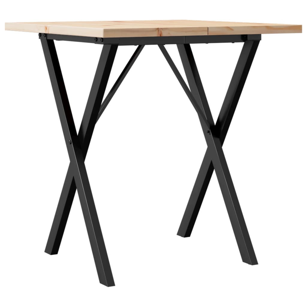Tavolo da Pranzo Telaio a X 60x60x75,5 cm Legno Pino e Acciaio | homemem39