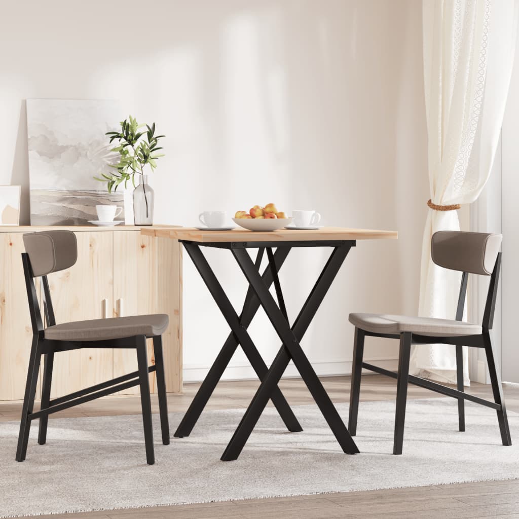 Tavolo da Pranzo Telaio a X 60x60x75,5 cm Legno Pino e Acciaio | homemem39