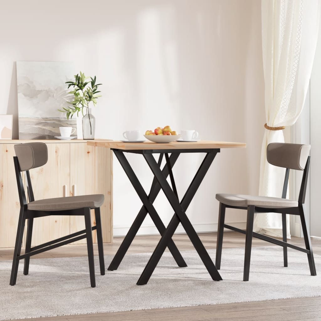 Tavolo da Pranzo Telaio a X 70x70x75,5 cm Legno Pino e Acciaio | homemem39