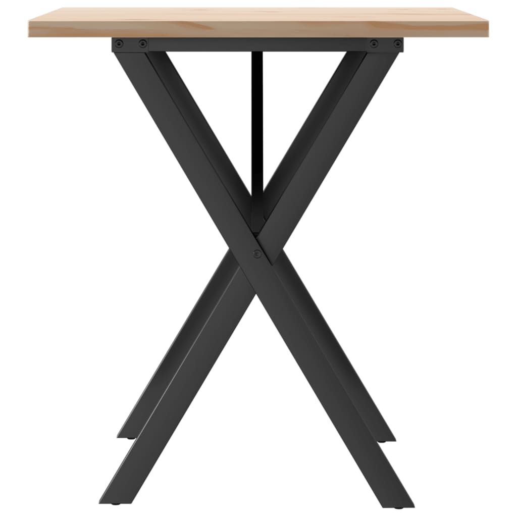Tavolo da Pranzo Telaio a X 70x70x75,5 cm Legno Pino e Acciaio | homemem39