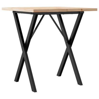 Tavolo da Pranzo Telaio a X 70x70x75,5 cm Legno Pino e Acciaio | homemem39