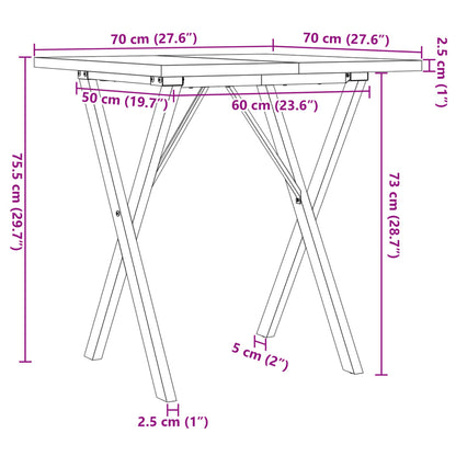 Tavolo da Pranzo Telaio a X 70x70x75,5 cm Legno Pino e Acciaio | homemem39