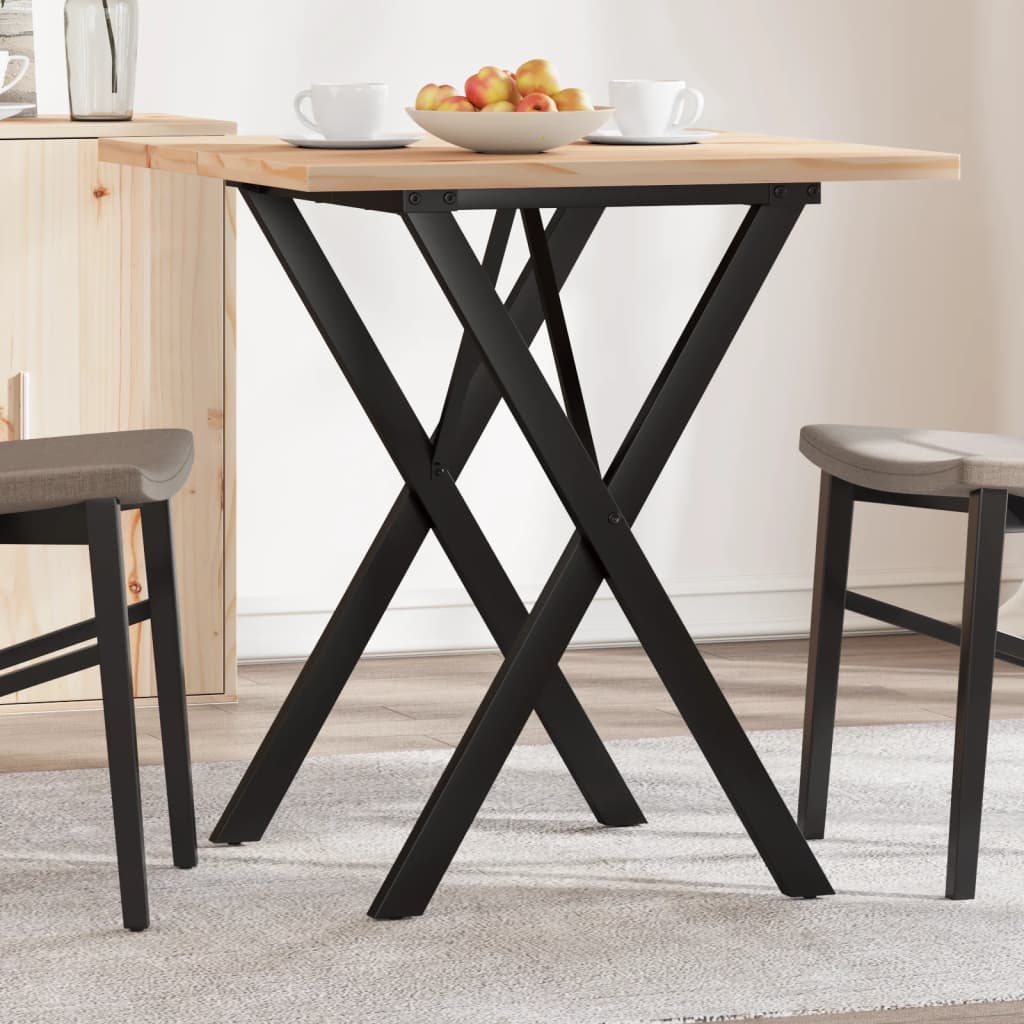Tavolo da Pranzo Telaio a X 70x70x75,5 cm Legno Pino e Acciaio | homemem39