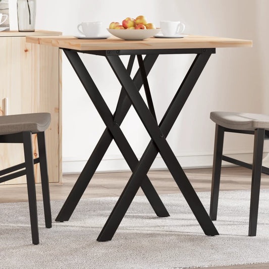 Tavolo da Pranzo Telaio a X 70x70x75,5 cm Legno Pino e Acciaio | homemem39