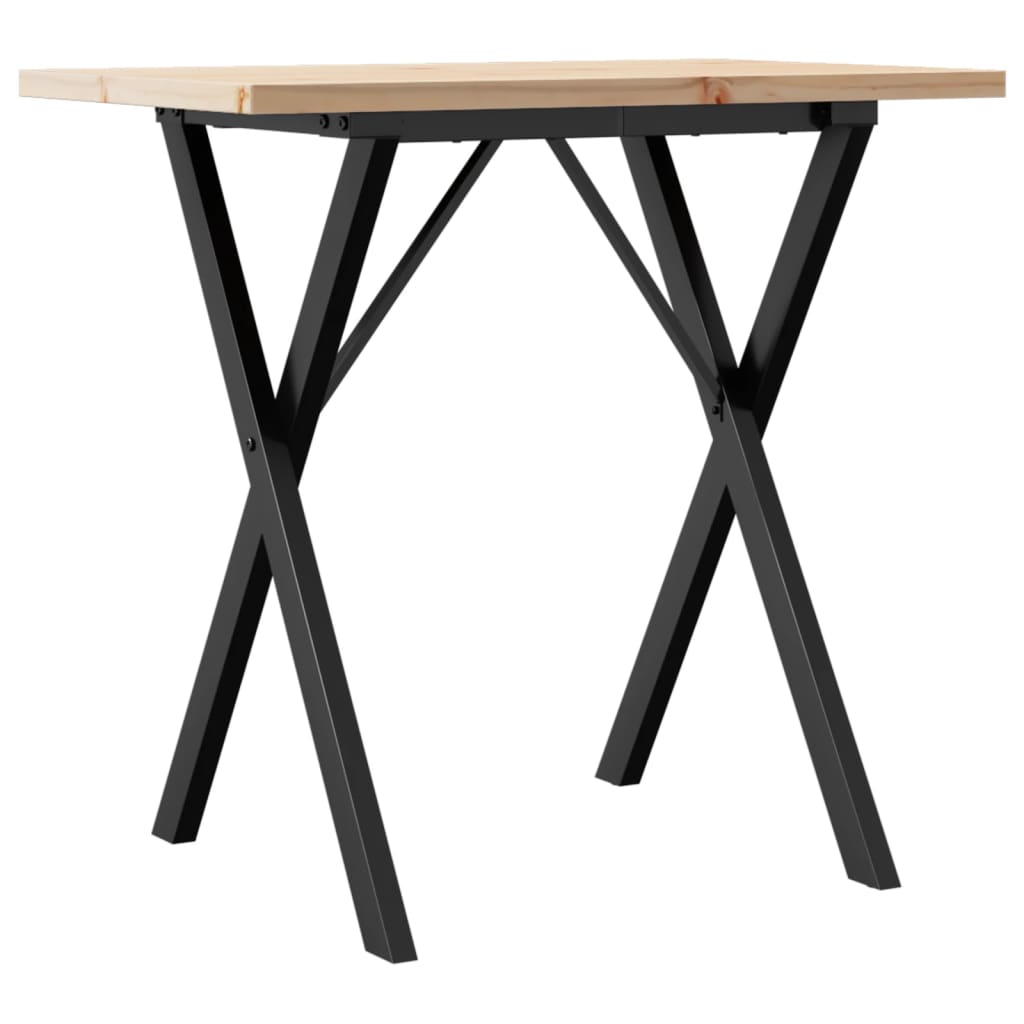 Tavolo da Pranzo Telaio a X 80x50x75,5 cm Legno Pino e Acciaio | homemem39