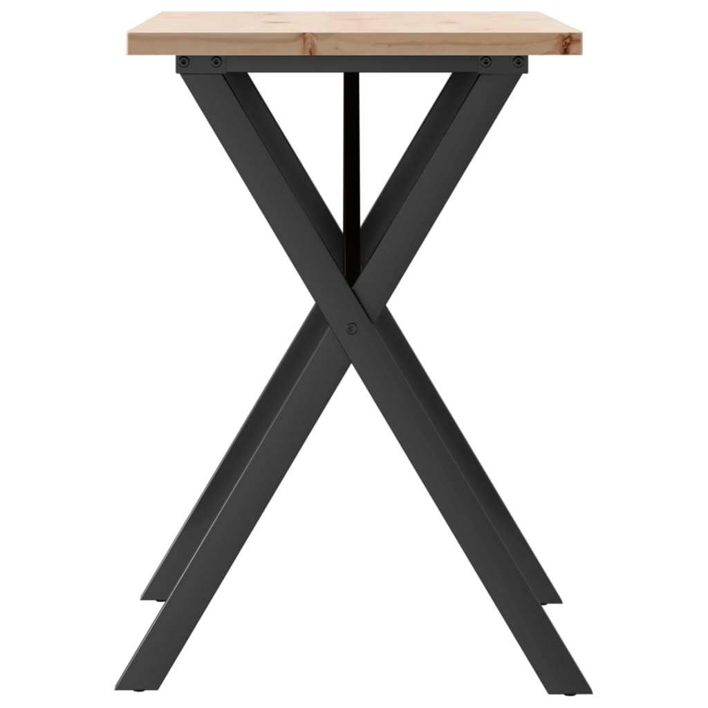 Tavolo da Pranzo Telaio a X 80x50x75,5 cm Legno Pino e Acciaio | homemem39