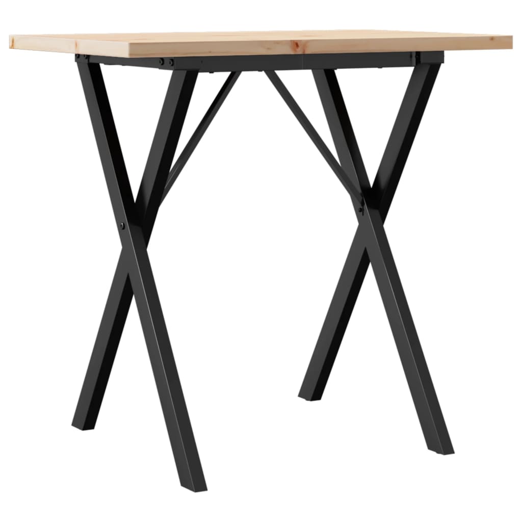 Tavolo da Pranzo Telaio a X 80x50x75,5 cm Legno Pino e Acciaio | homemem39
