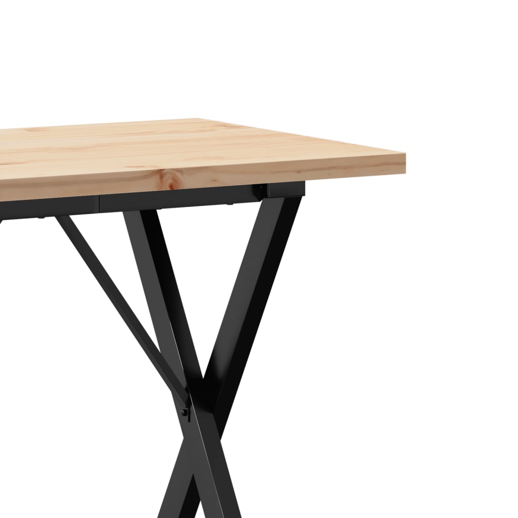 Tavolo da Pranzo Telaio a X 80x50x75,5 cm Legno Pino e Acciaio | homemem39