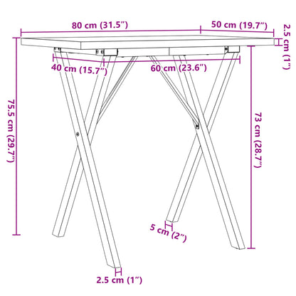 Tavolo da Pranzo Telaio a X 80x50x75,5 cm Legno Pino e Acciaio | homemem39