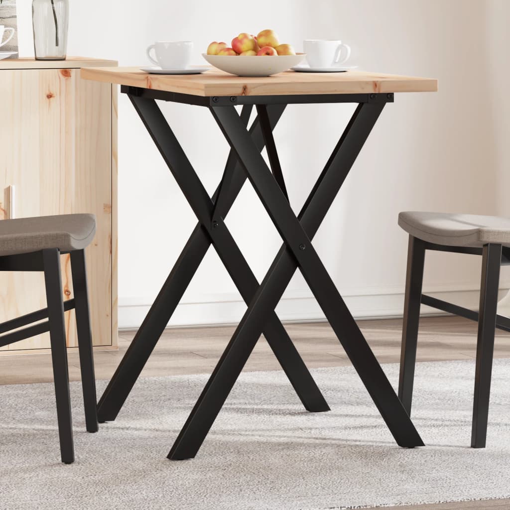 Tavolo da Pranzo Telaio a X 80x50x75,5 cm Legno Pino e Acciaio | homemem39