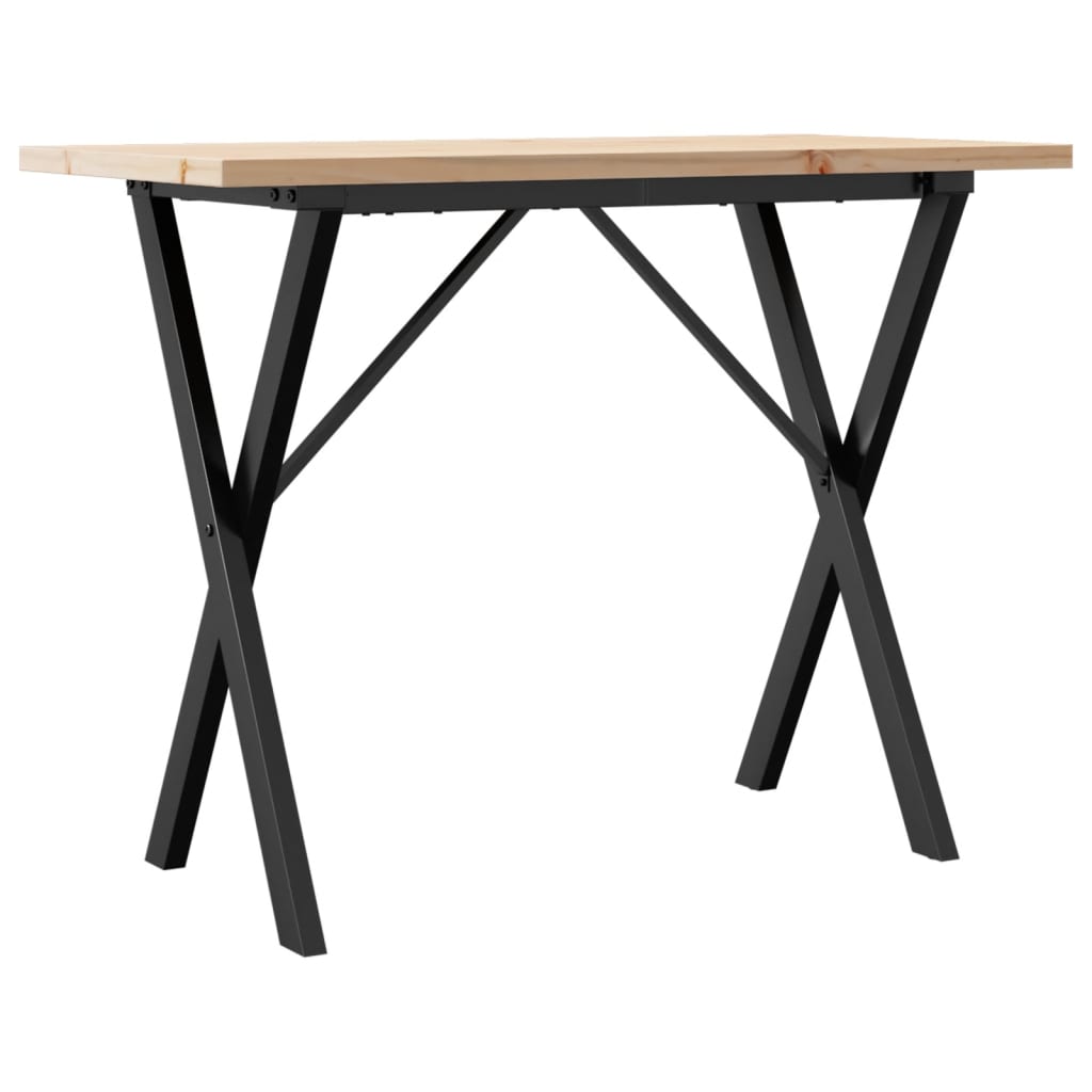 Tavolo da Pranzo Telaio a X 100x50x75,5 cm Legno Pino e Acciaio | homemem39