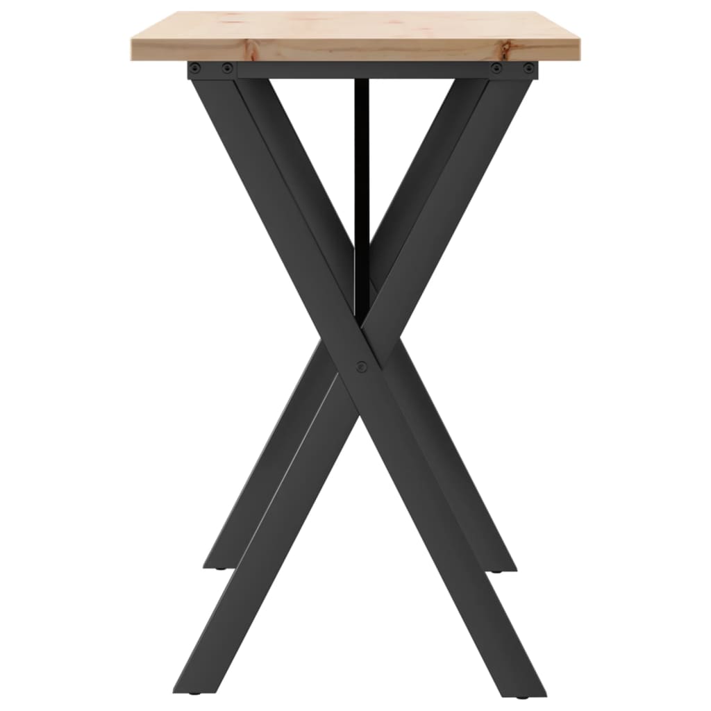 Tavolo da Pranzo Telaio a X 100x50x75,5 cm Legno Pino e Acciaio | homemem39