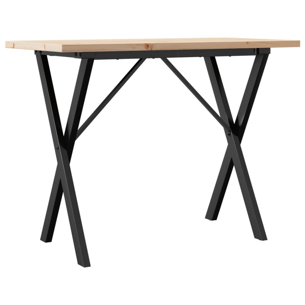 Tavolo da Pranzo Telaio a X 100x50x75,5 cm Legno Pino e Acciaio | homemem39
