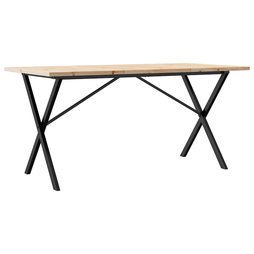 Tavolo da Pranzo Telaio a X 140x80x75,5 cm Legno Pino e Acciaio | homemem39