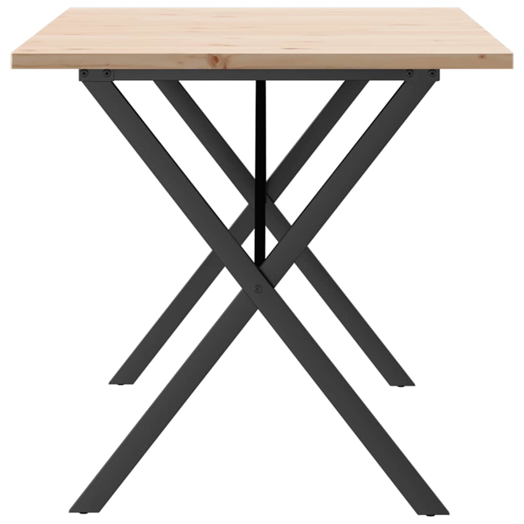 Tavolo da Pranzo Telaio a X 140x80x75,5 cm Legno Pino e Acciaio | homemem39