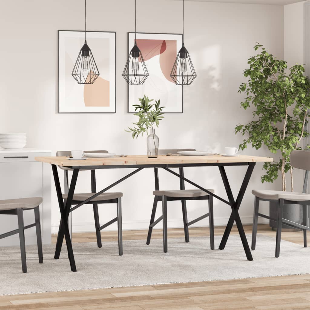Tavolo da Pranzo Telaio a X 160x80x75,5 cm Legno Pino e Acciaio | homemem39