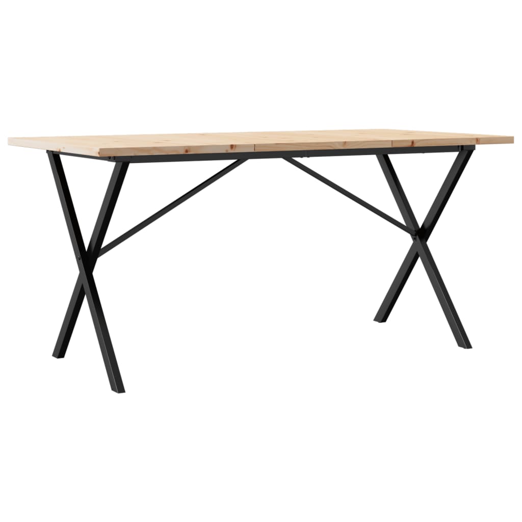 Tavolo da Pranzo Telaio a X 160x80x75,5 cm Legno Pino e Acciaio | homemem39