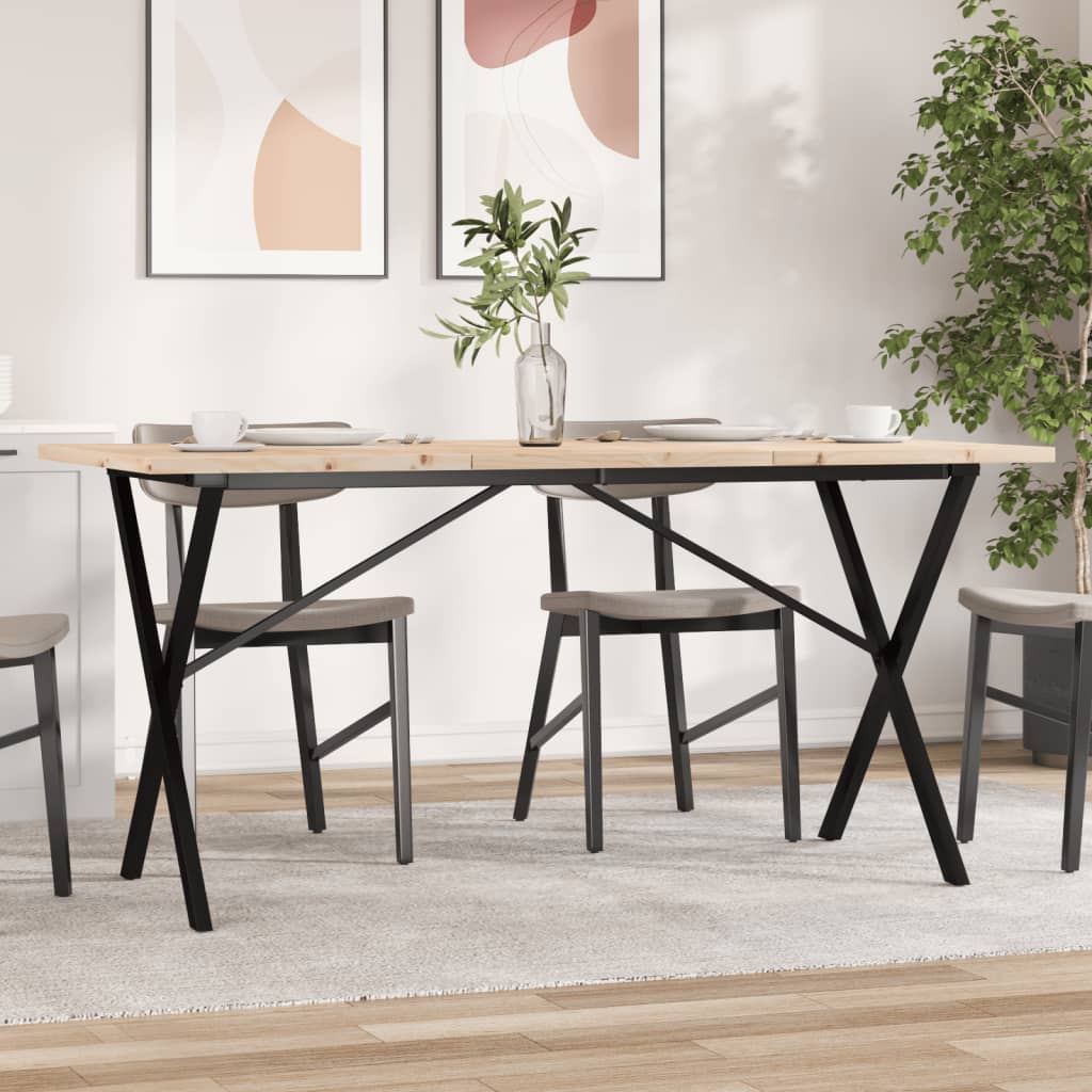 Tavolo da Pranzo Telaio a X 160x80x75,5 cm Legno Pino e Acciaio | homemem39