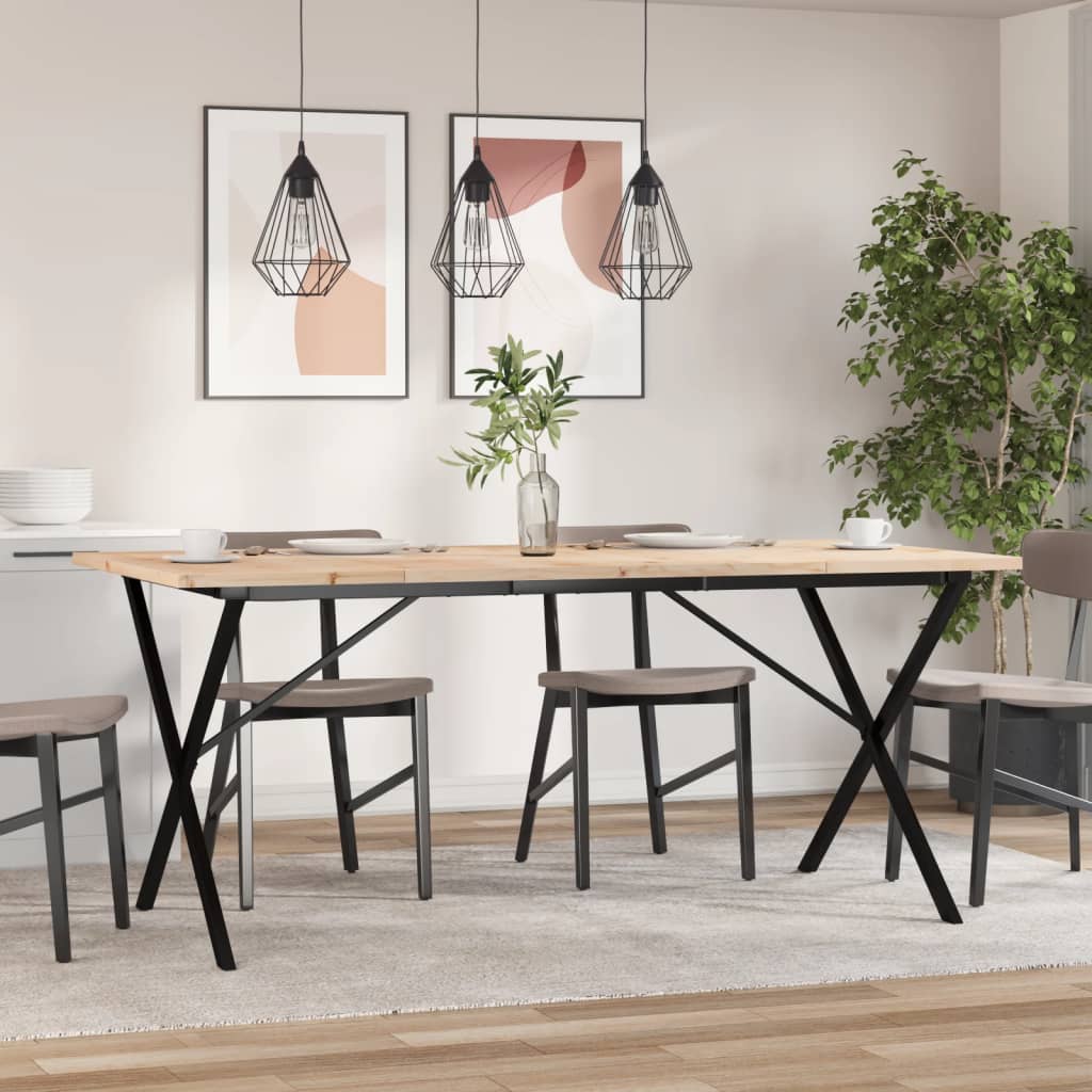 Tavolo da Pranzo Telaio a X 180x90x75,5 cm Legno Pino e Acciaio | homemem39