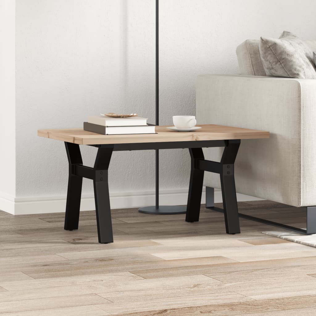 Tavolino Salotto Telaio a Y 80x50x40,5 cm Legno Pino e Acciaio